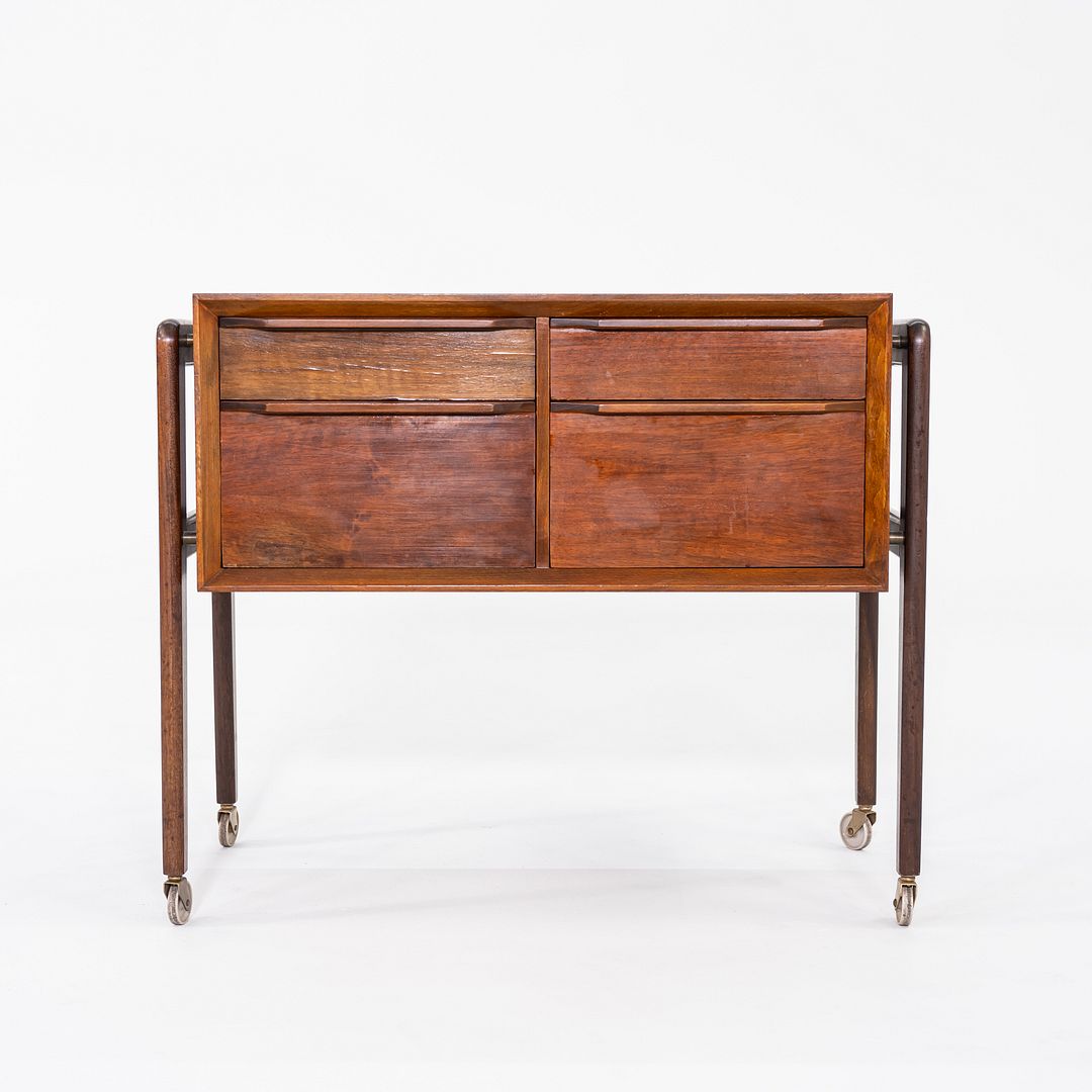 1960s Arne Vodder Rolling Cabinet or Sewing Chest in Teak 17 x 28 x 23 inches