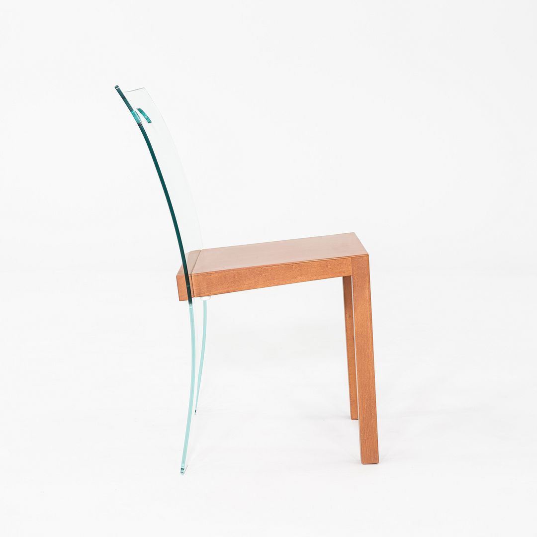 1980s Curvet for Zeritalia Italian Dining / Side Chair Wood Frame w/ Glass Seat