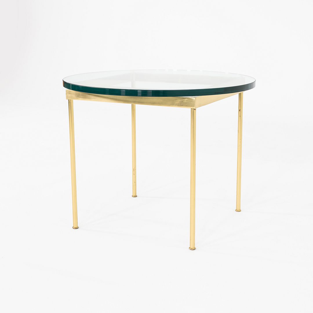 1970s Bronze and Glass Side Table Attributed to Ward Bennett 30 Inch Diameter
