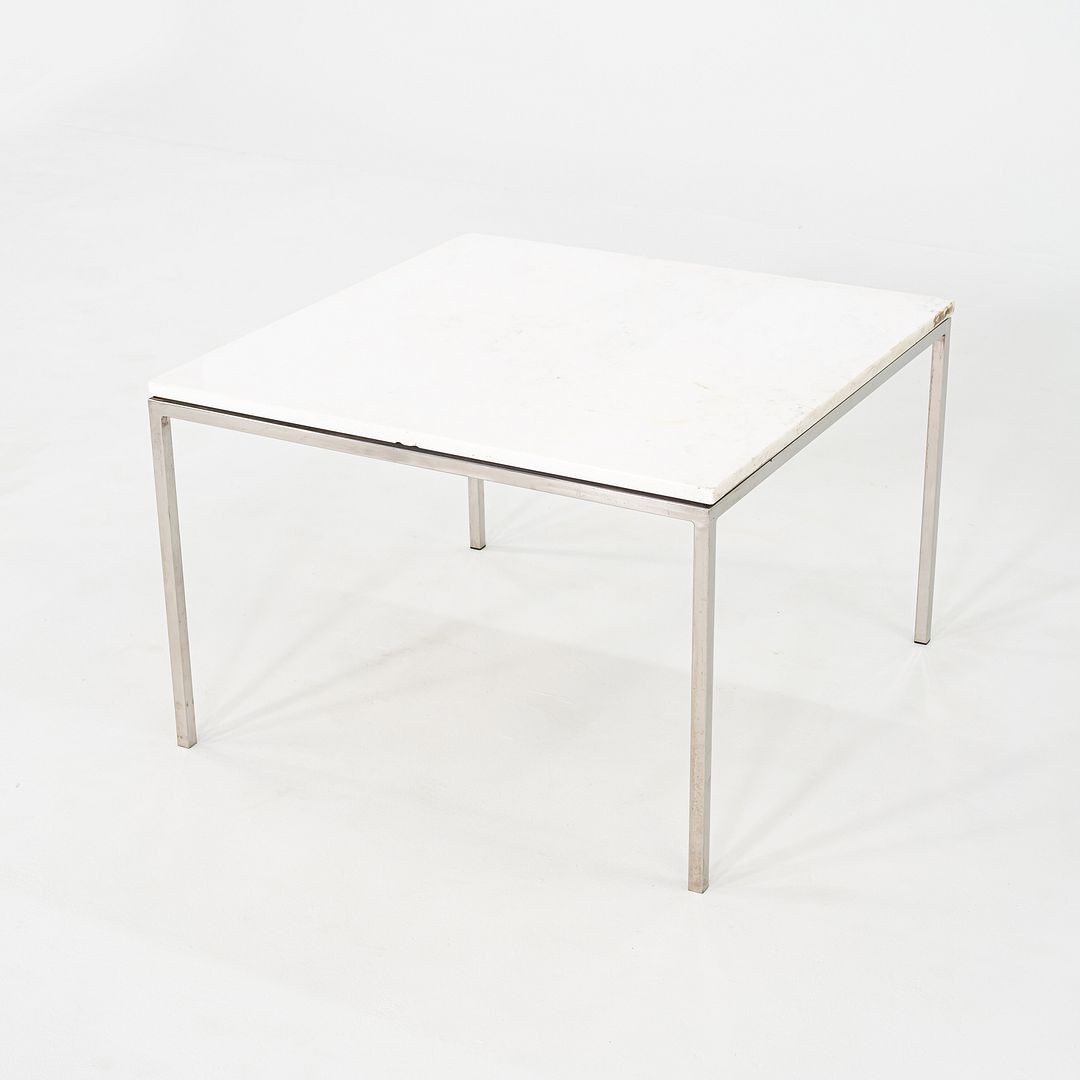 1965 Pair of Custom Marble and Steel Square Side Tables from Yamasaki Building