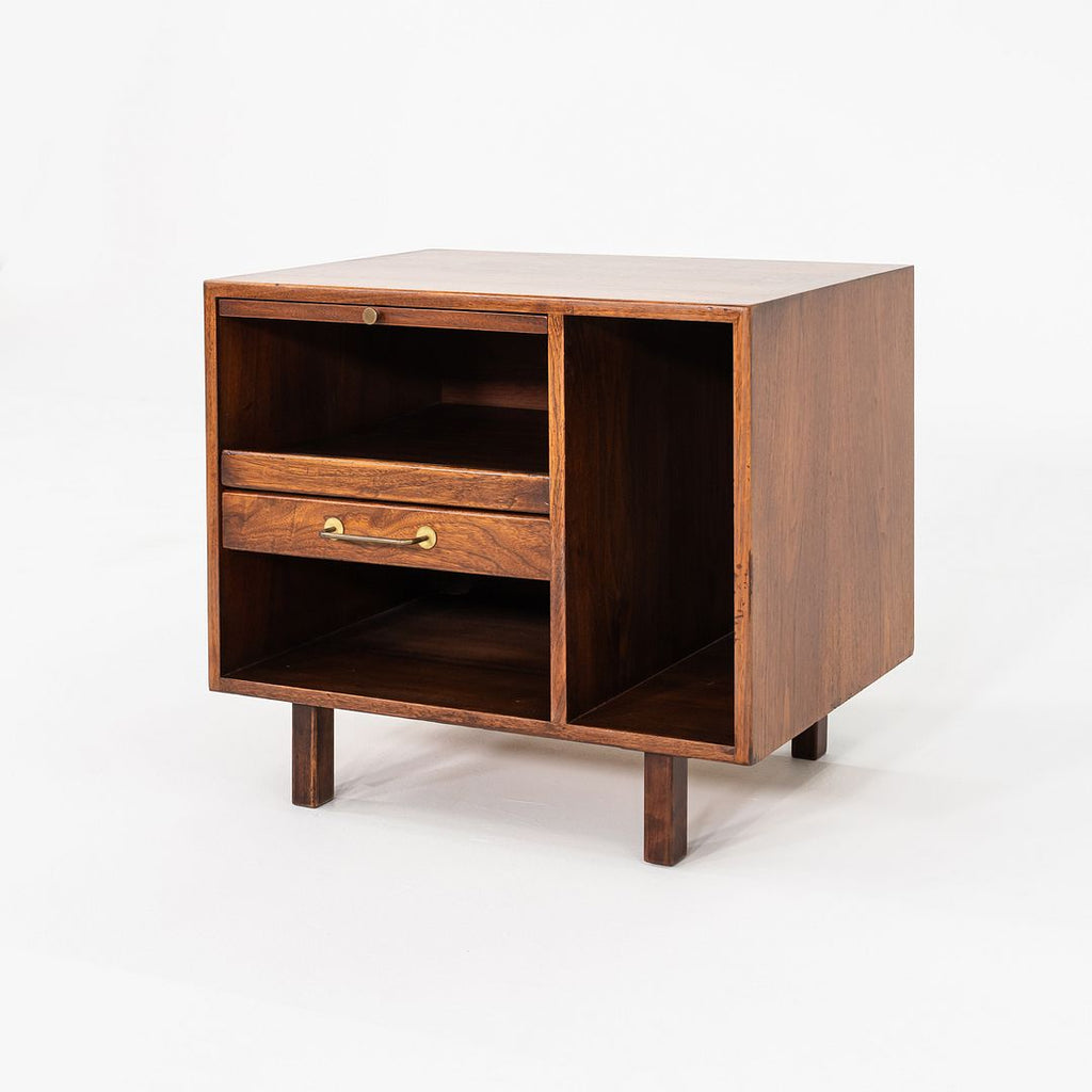 1970s Jens Risom Design 27 inch Cabinet / Nightstand in Walnut w/ One Drawer