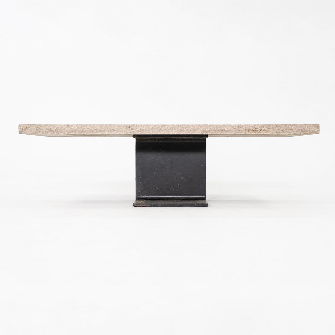 1970s Brutalist Limestone & Steel Coffee Table by Powell & Kleinschmidt of SOM