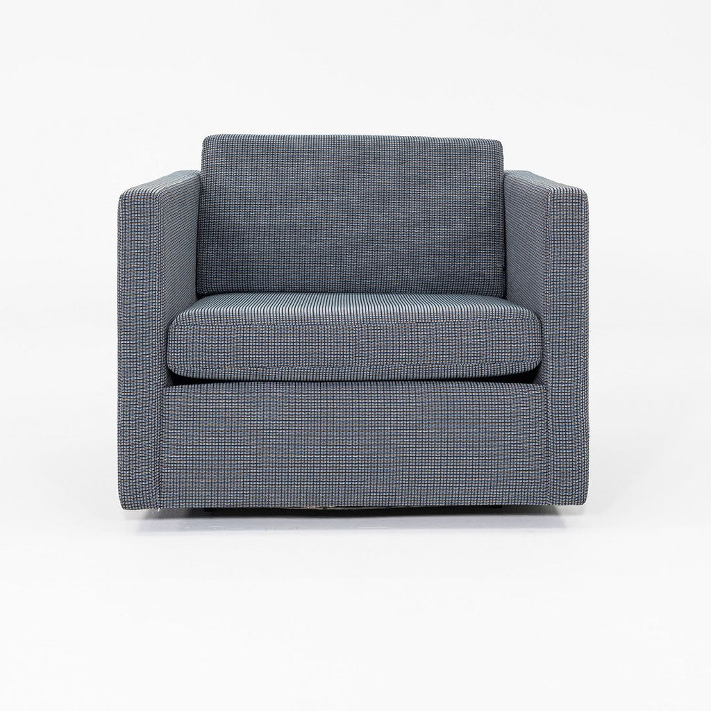 2018 Charles Pfister for Knoll Tuxedo Lounge Chair in Blue Grey Fabric Upholstery