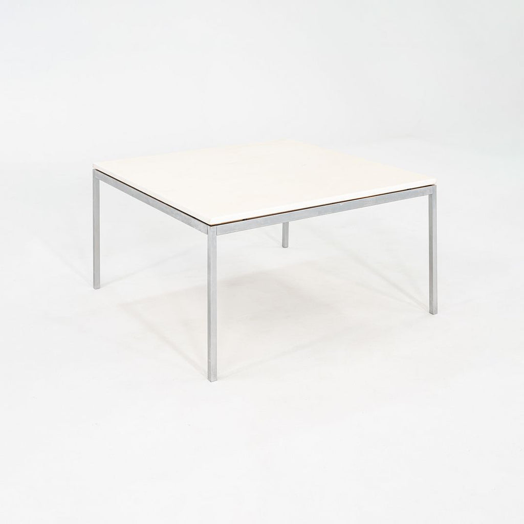 1970s Florence Knoll Coffee / End Table in Chromed Steel and White Marble 36"
