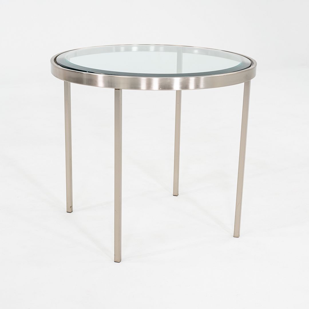 2000s Stainless Steel and Glass End Table Attributed to Geiger or Cumberland 27"