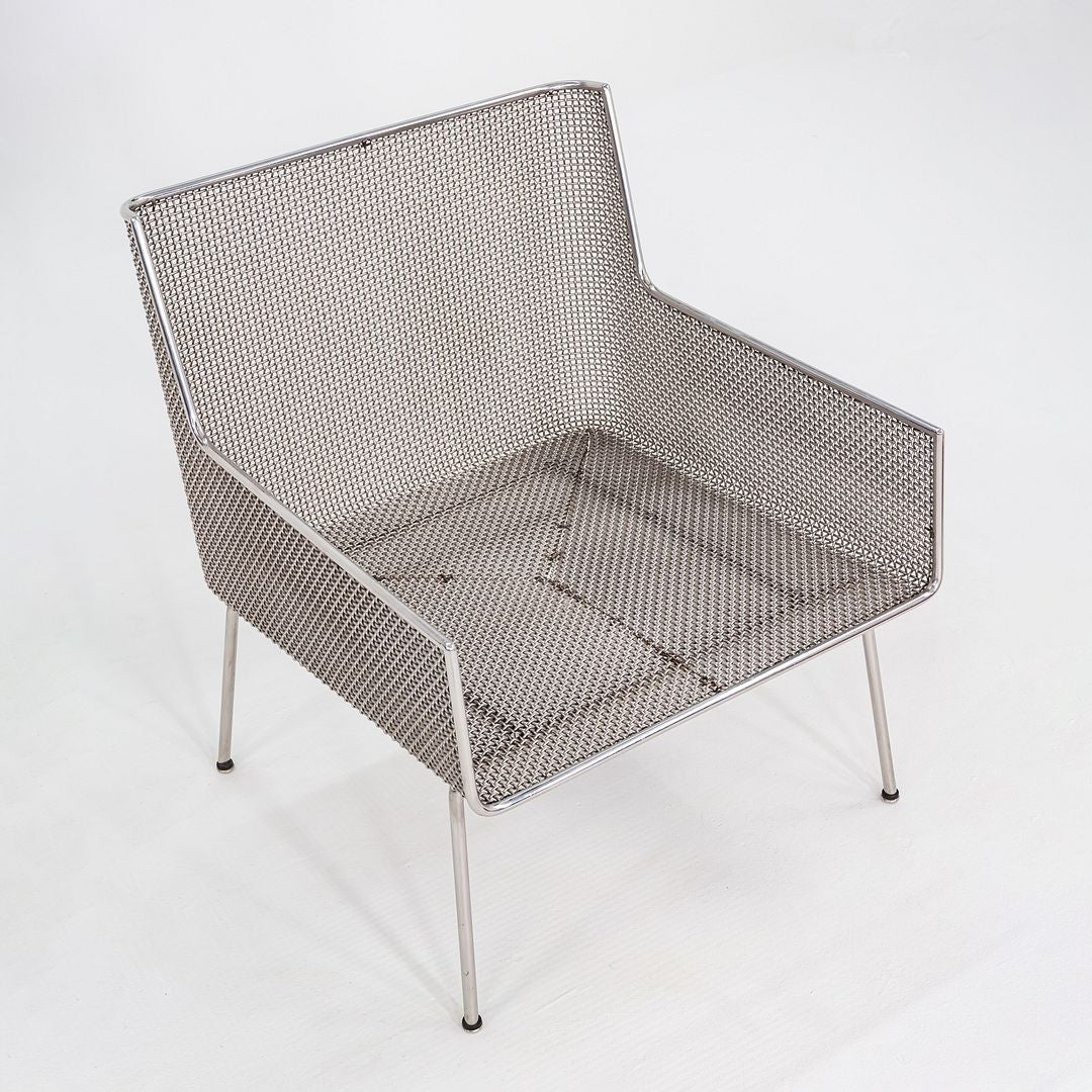1957 Davis Allen of SOM for Inland Steel Lounge Chair made by Treitel Gratz in Steel Mesh and Jack Lenor Larsen Orange Fabric.