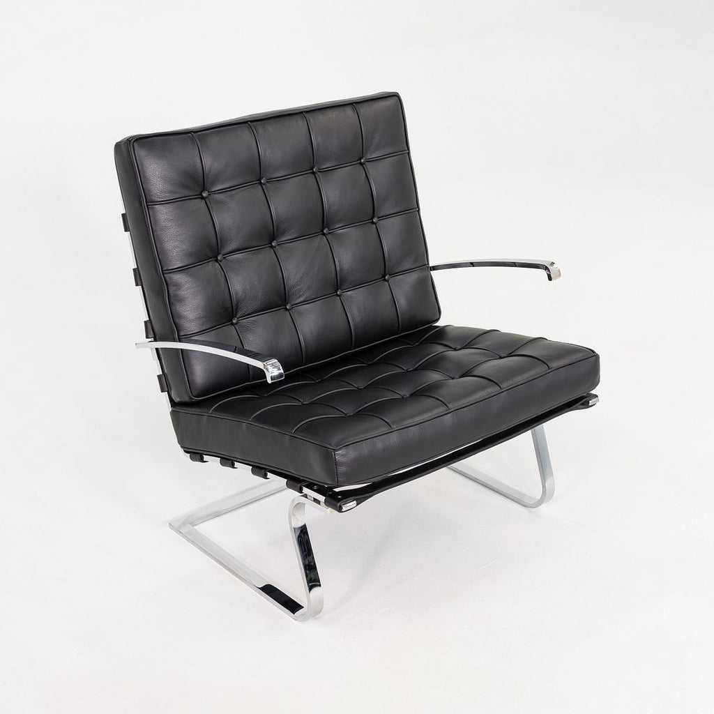 Mies van der Rohe for Knoll Tugendhat Armchair in New Black Leather & Stainless