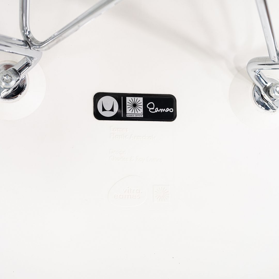 2020s Pair of Herman Miller Eames DAR Dining Arm Chairs in White w/ Eiffel Base