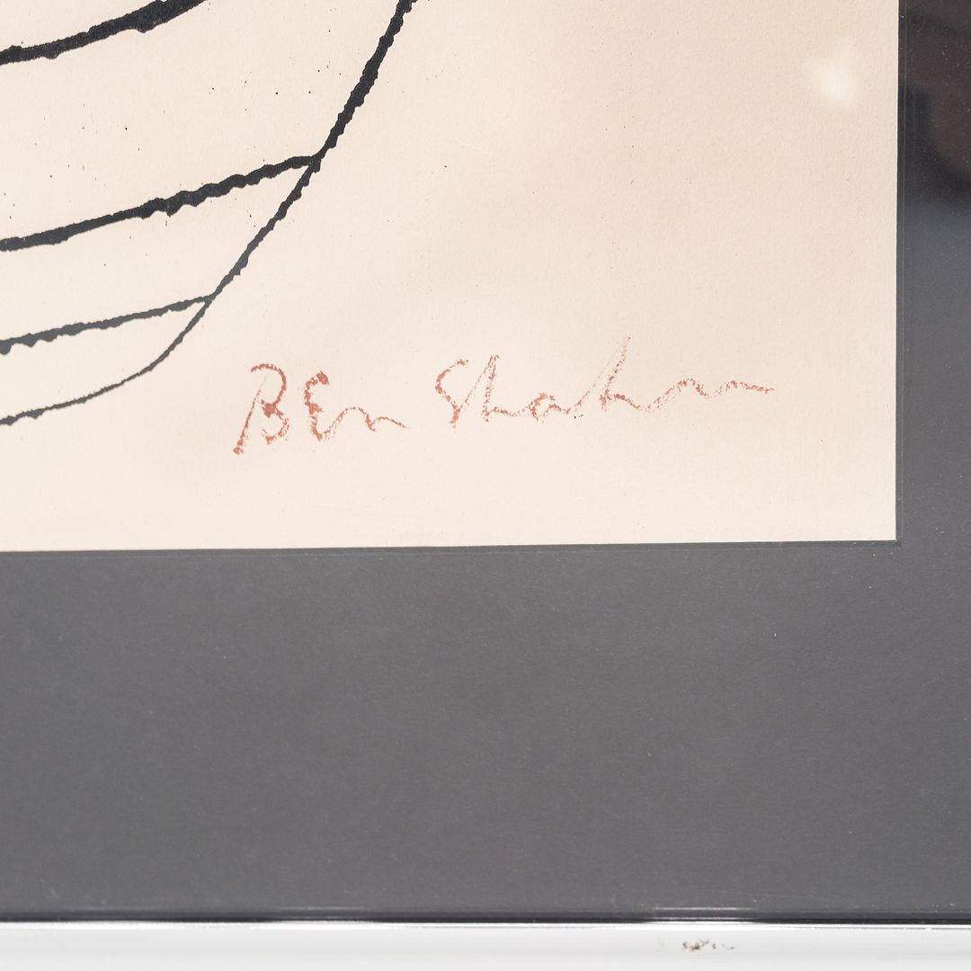 1958 Ben Shahn "Lute and Molecule No. 2" Screenprint w/ Steel Frame 31 x 44 Inch