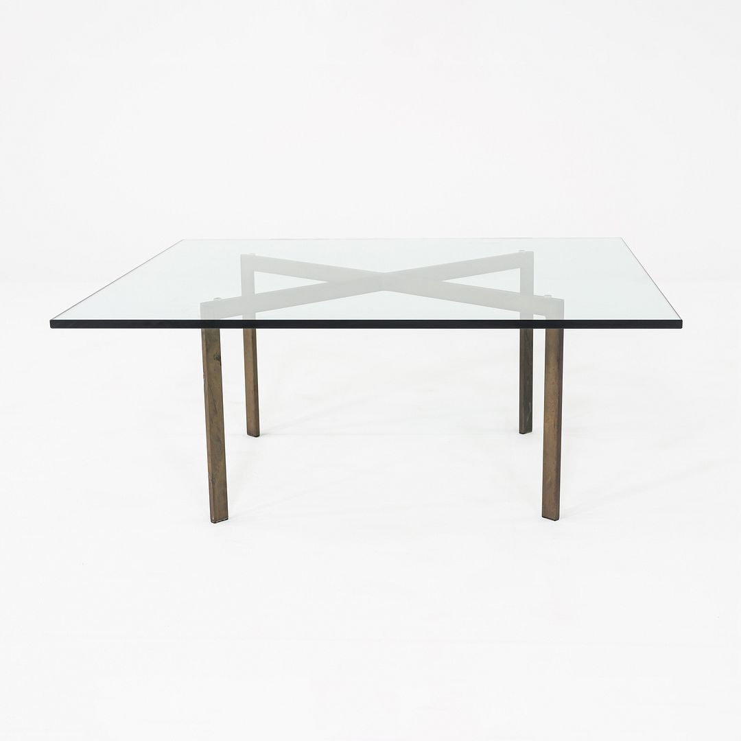 1960s Mies van der Rohe Barcelona Coffee Table with Bronze Base and Glass Top