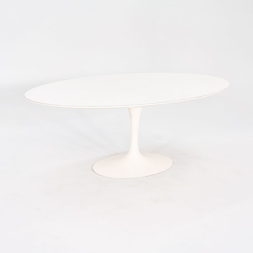 SOLD 1960s Eero Saarinen for Knoll 78x48 inch Oval Tulip Dining Table in White Laminate