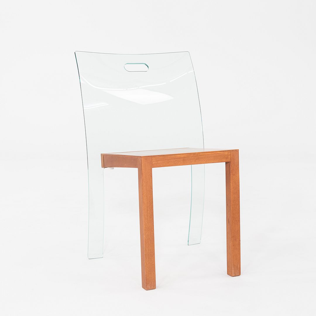 1980s Curvet for Zeritalia Italian Dining / Side Chair Wood Frame w/ Glass Seat