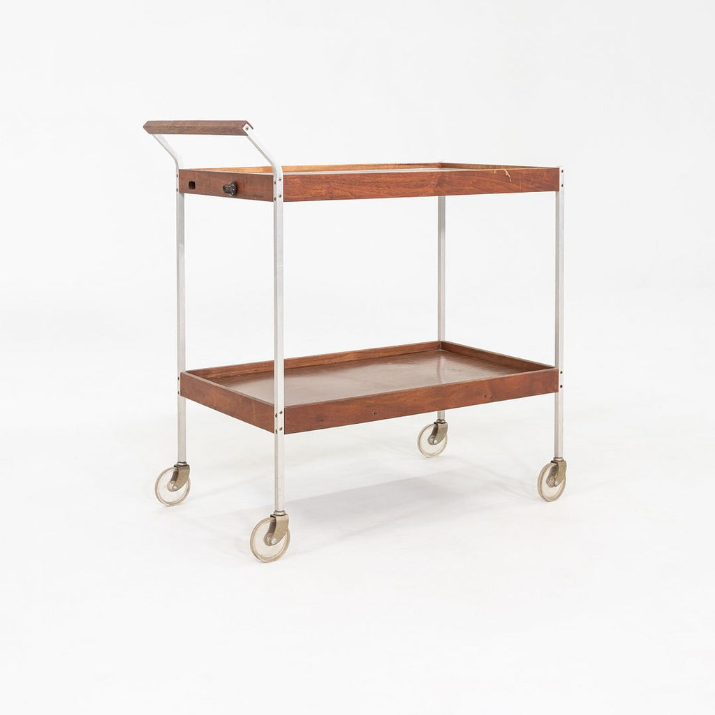 1960s Salton Hotable Two-Tier Heated Buffet Cart Aluminum & Walnut, Model H-358