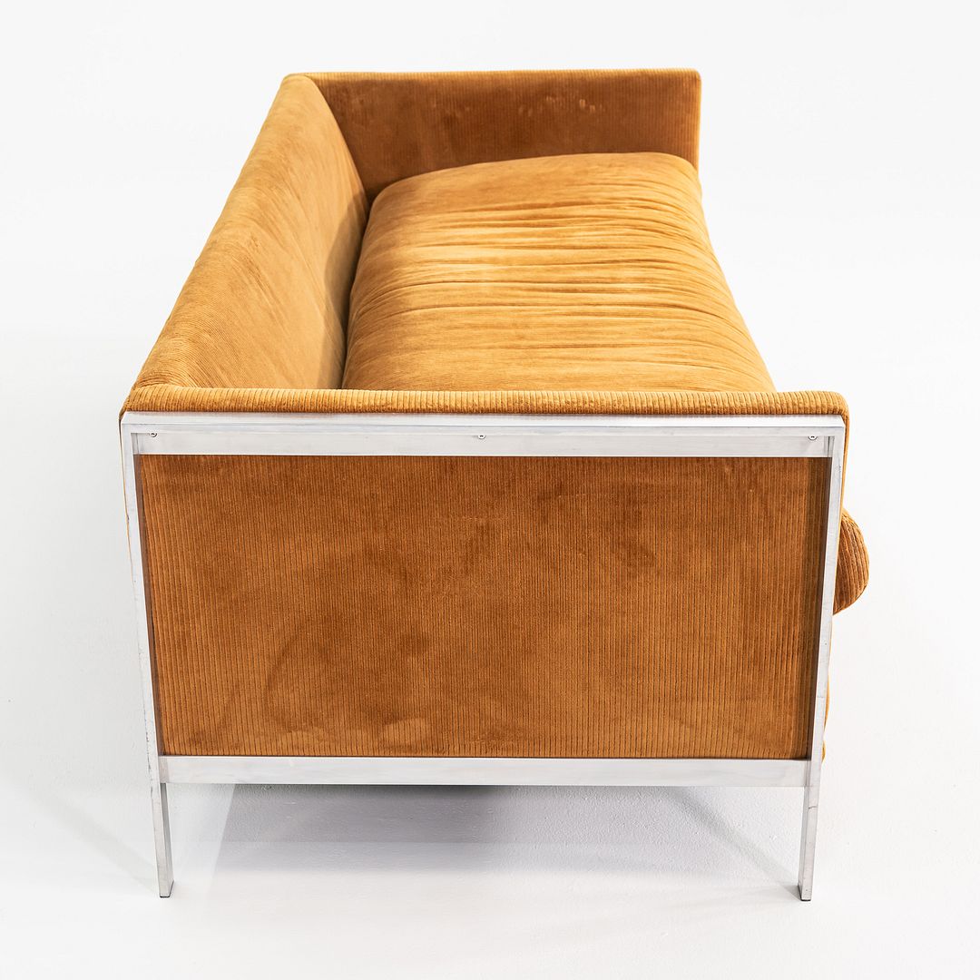 1972 Tomlinson Furniture Sofa w/ Chromed Steel Frame & Ochre Corduroy Upholstery