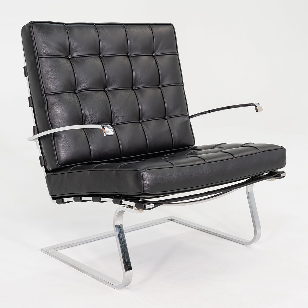 Mies van der Rohe for Knoll Tugendhat Armchair in New Black Leather & Stainless