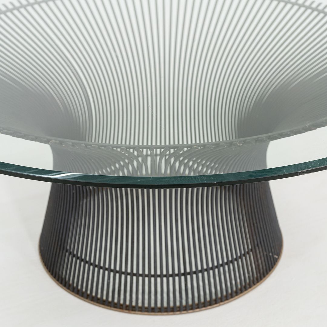 SOLD 1960s Warren Platner for Knoll Coffee Table 36 Inch Glass Top in Dark Bronze