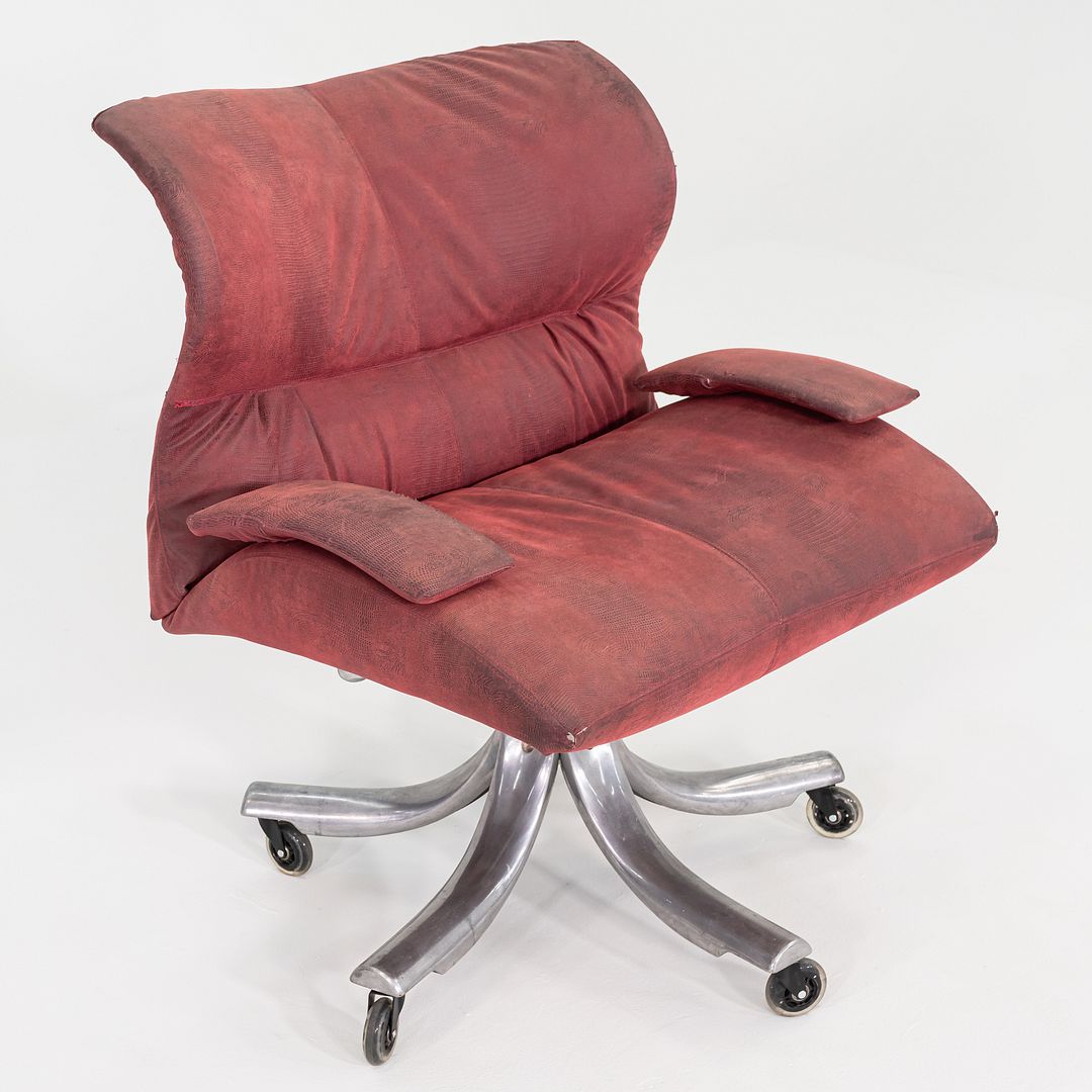 1970s Giovanni Offredi for Saporiti Italia Vela Swivel Desk Chair in Leather