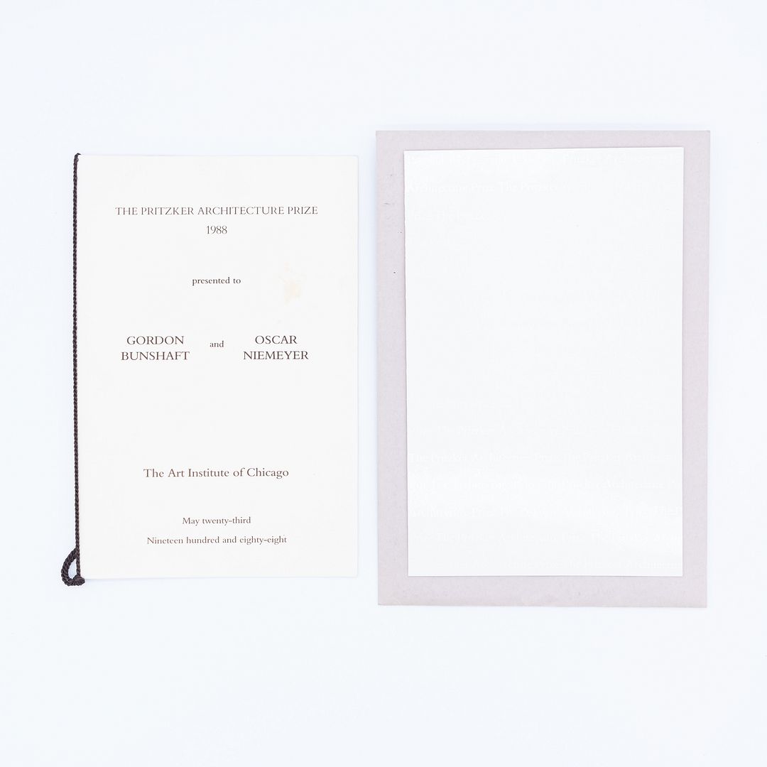 1988 Gordon Bunshaft's Pritzker Architecture Prize Program + Personal Invitation