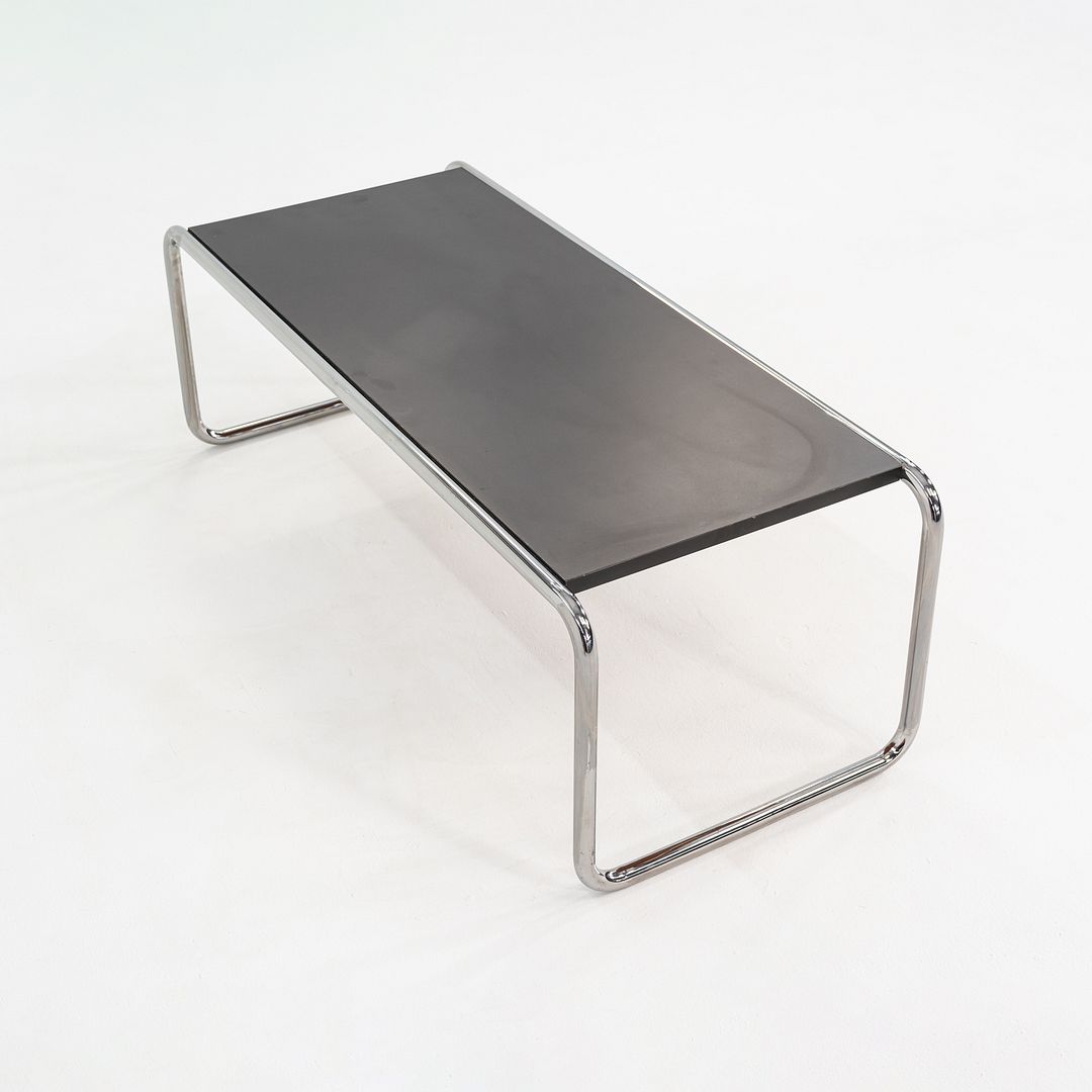 1990s Marcel Breuer for Thonet Laccio Coffee Table Black Laminate w/ Steel Frame