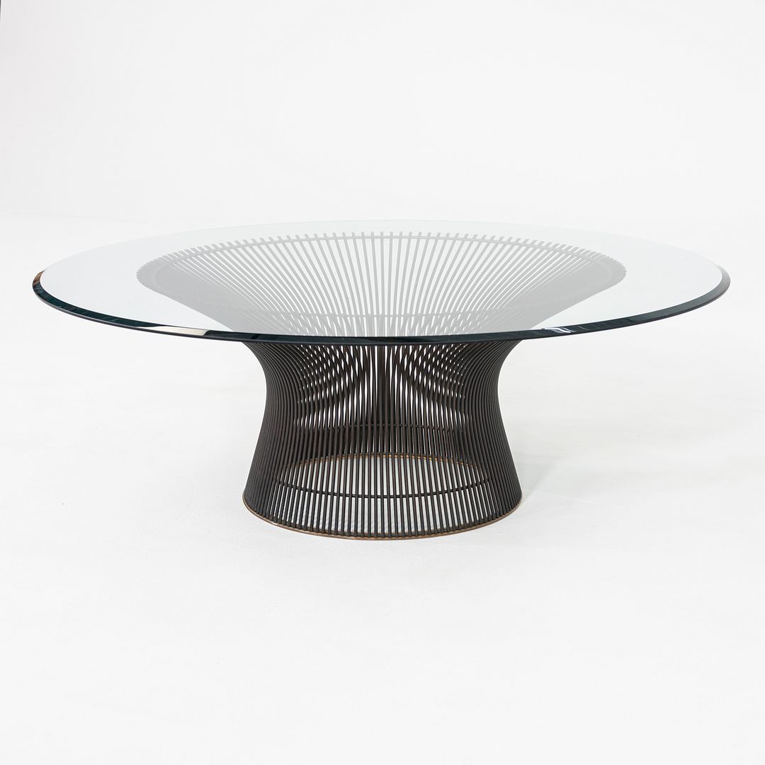 1960s Warren Platner Knoll Coffee Table with Glass Top and Bronze Base 42 Inches