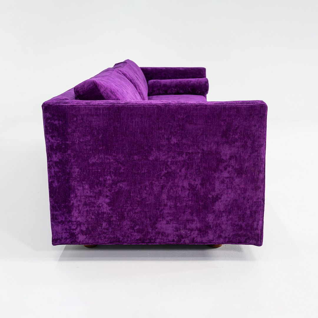 1970s Harvey Probber Attributed Tuxedo Sofa in Purple Velvet Upholstery 2x Avail