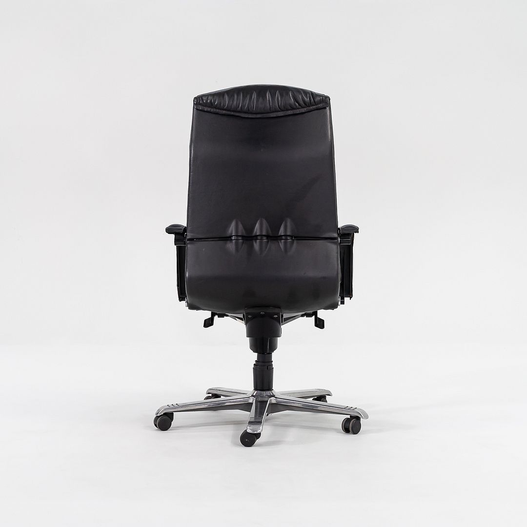 C. 1980s Fritz Makiol for Girsberger Trilax 2 Desk Chair Blk Leather Upholstery