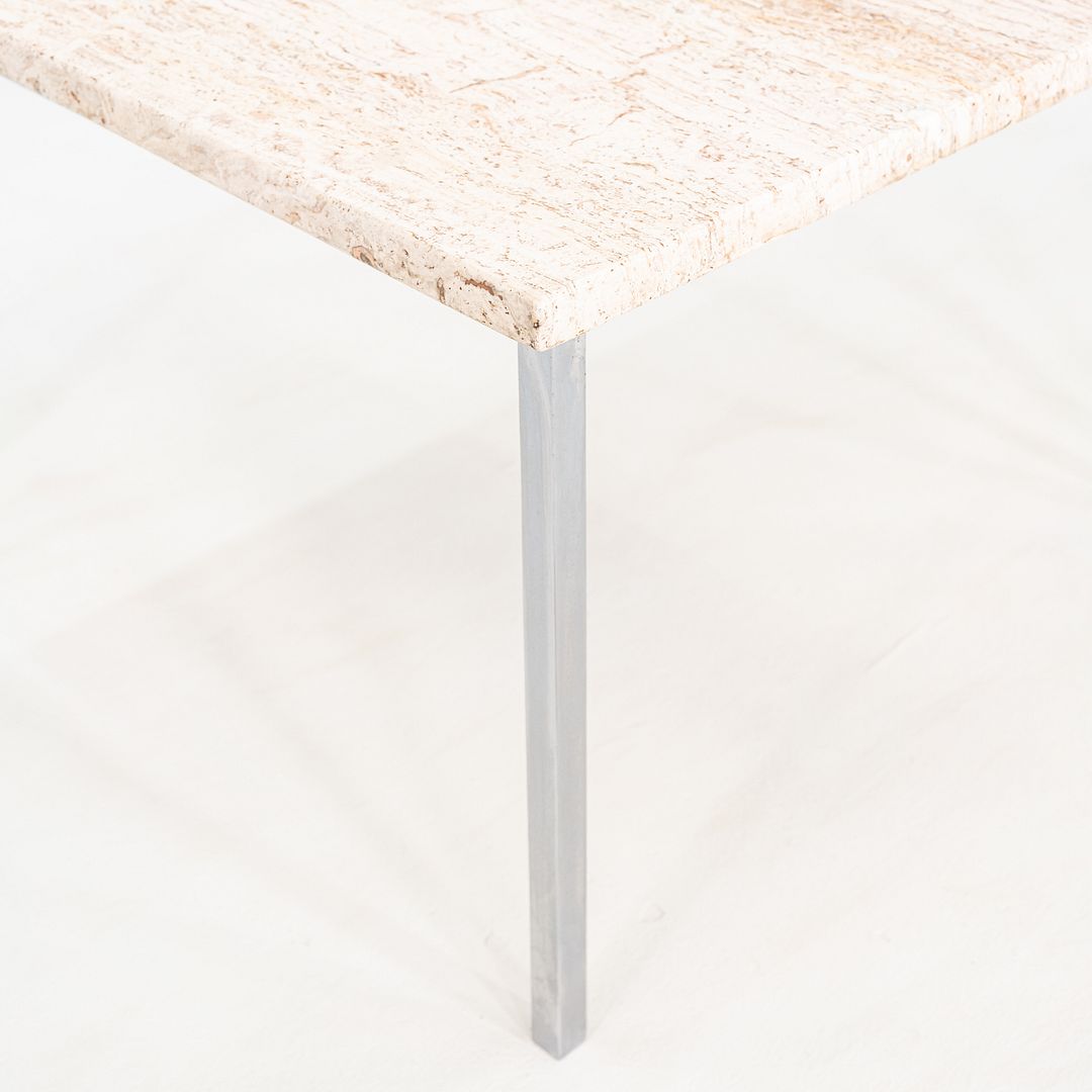 1970s Pair of Chrome and Travertine Side / End Tables Attributed to Knoll 27"