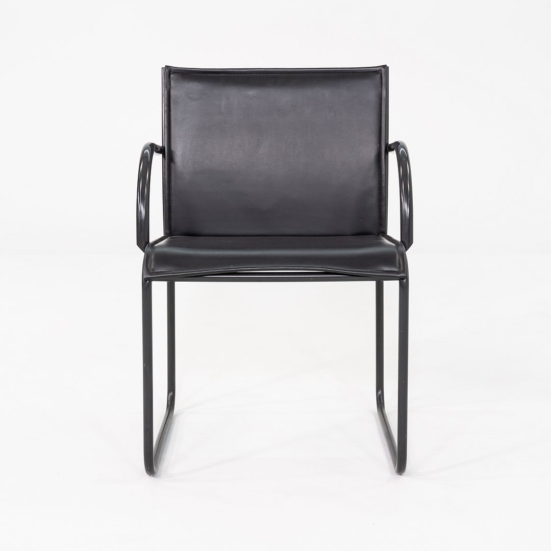 1980s Pair of Richard Schultz for Knoll 1407 Dining Arm Chairs in Black Leather