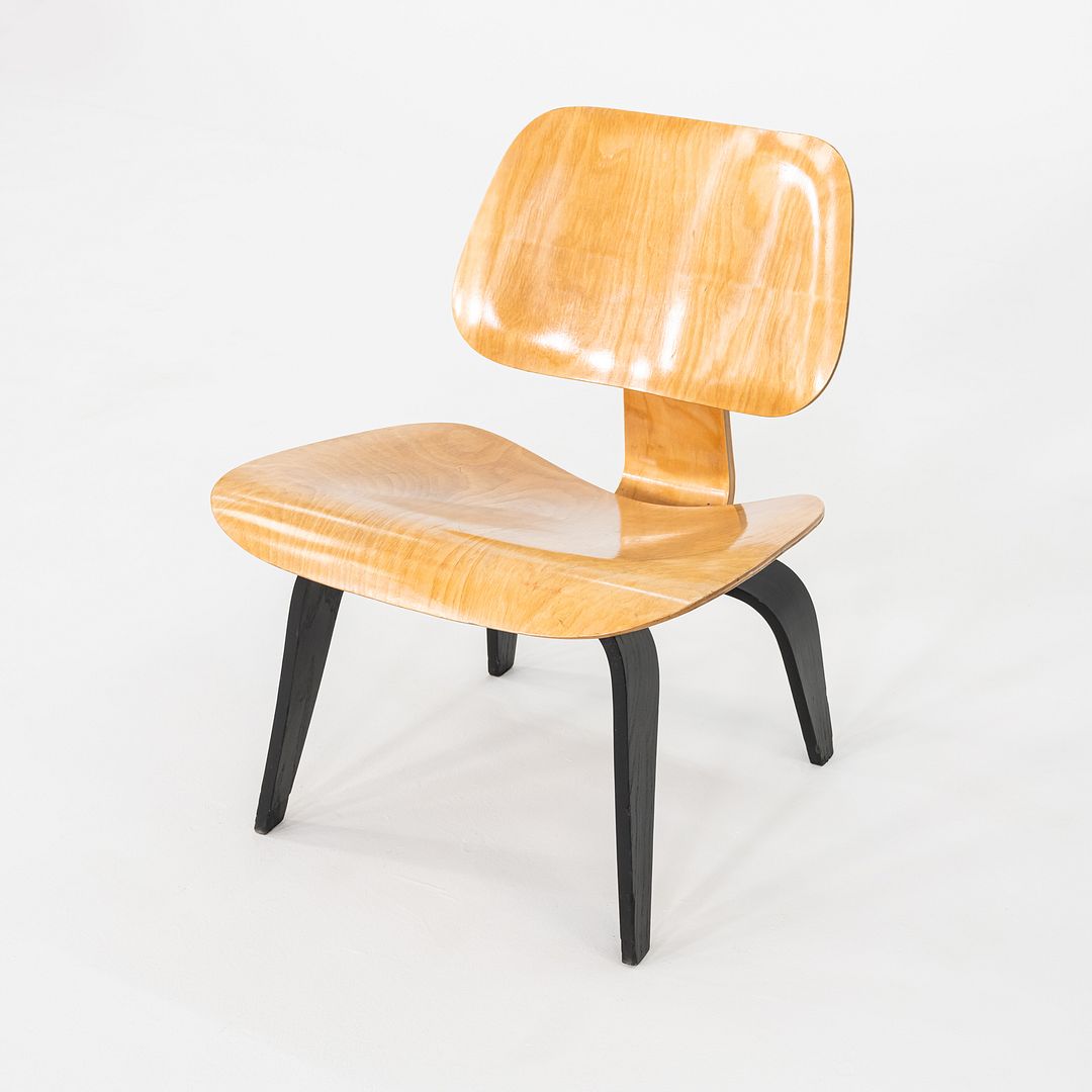 1947 Pair of Evans Eames LCW Chairs with Birch Seat and Ebonized Ash Legs 5-2-5