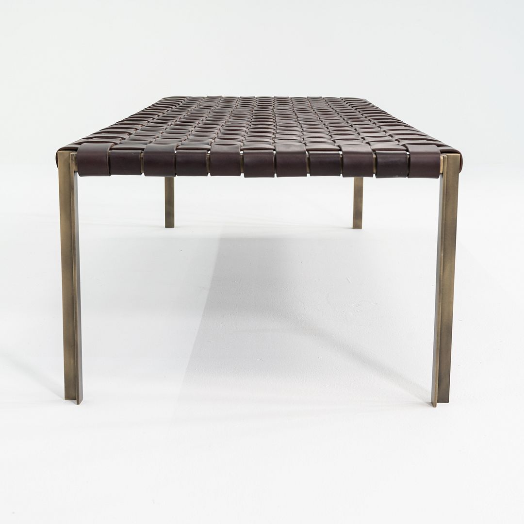 2020s Gratz / Laverne TG-18 Large Bench in Bronze with Woven Dark Brown Leather