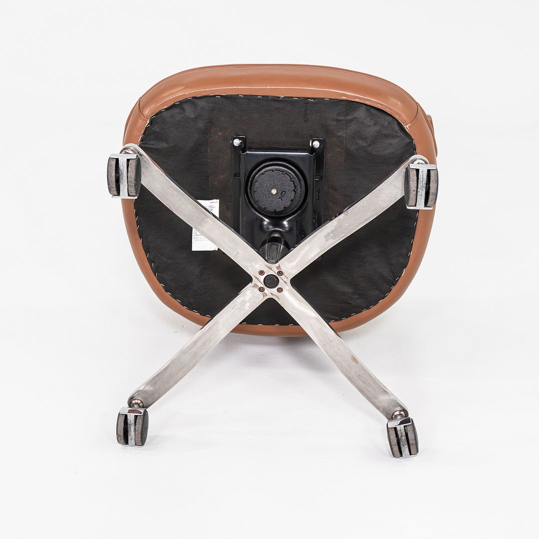 1970s Nicos Zographos CH.72TC Desk Chair in Cognac Leather w/ Bucket Seat Design