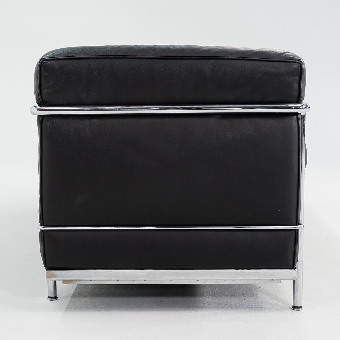 2000s Le Corbusier, Jeanneret and Perriand for Cassina LC2 3-Seat Sofa in Black Leather