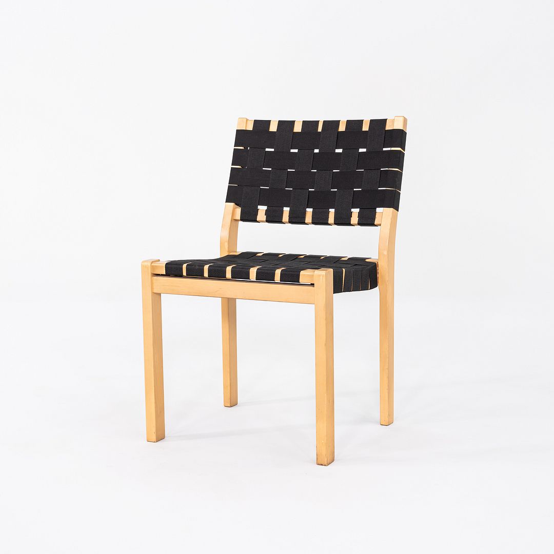 C. 2000s Set of Four Alvar & Aino Aalto for Artek 611 Stacking Dining Chairs with Black Webbing