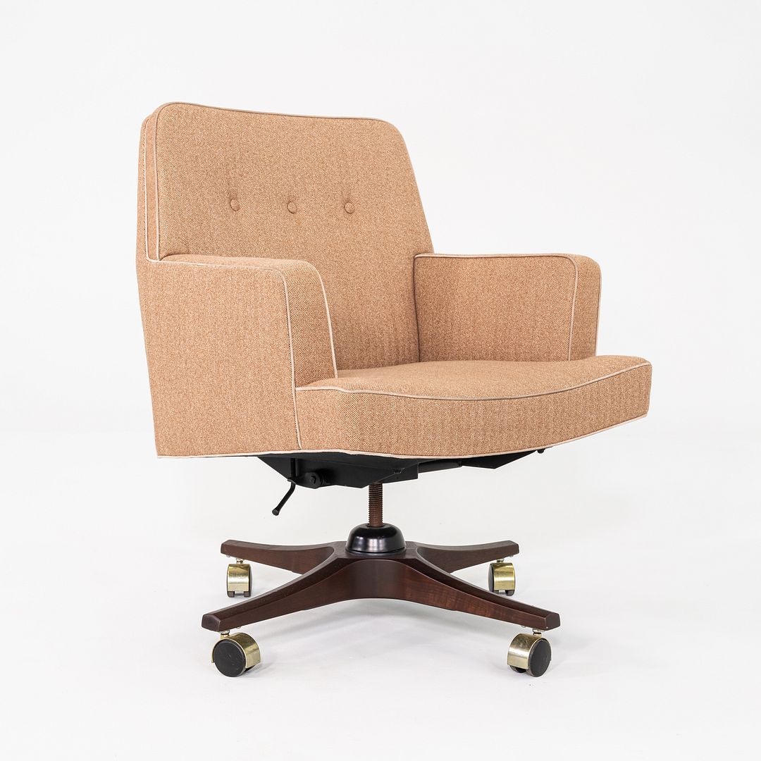 1960s Executive Desk Chair by Edward Wormley for Dunbar Tan Fabric with Piping