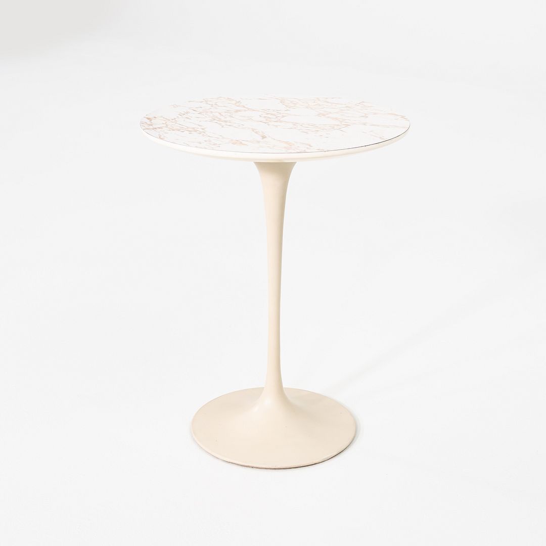 1960s Eero Saarinen for Knoll Pedestal Tulip Side Table w/ Faux Marble Laminate