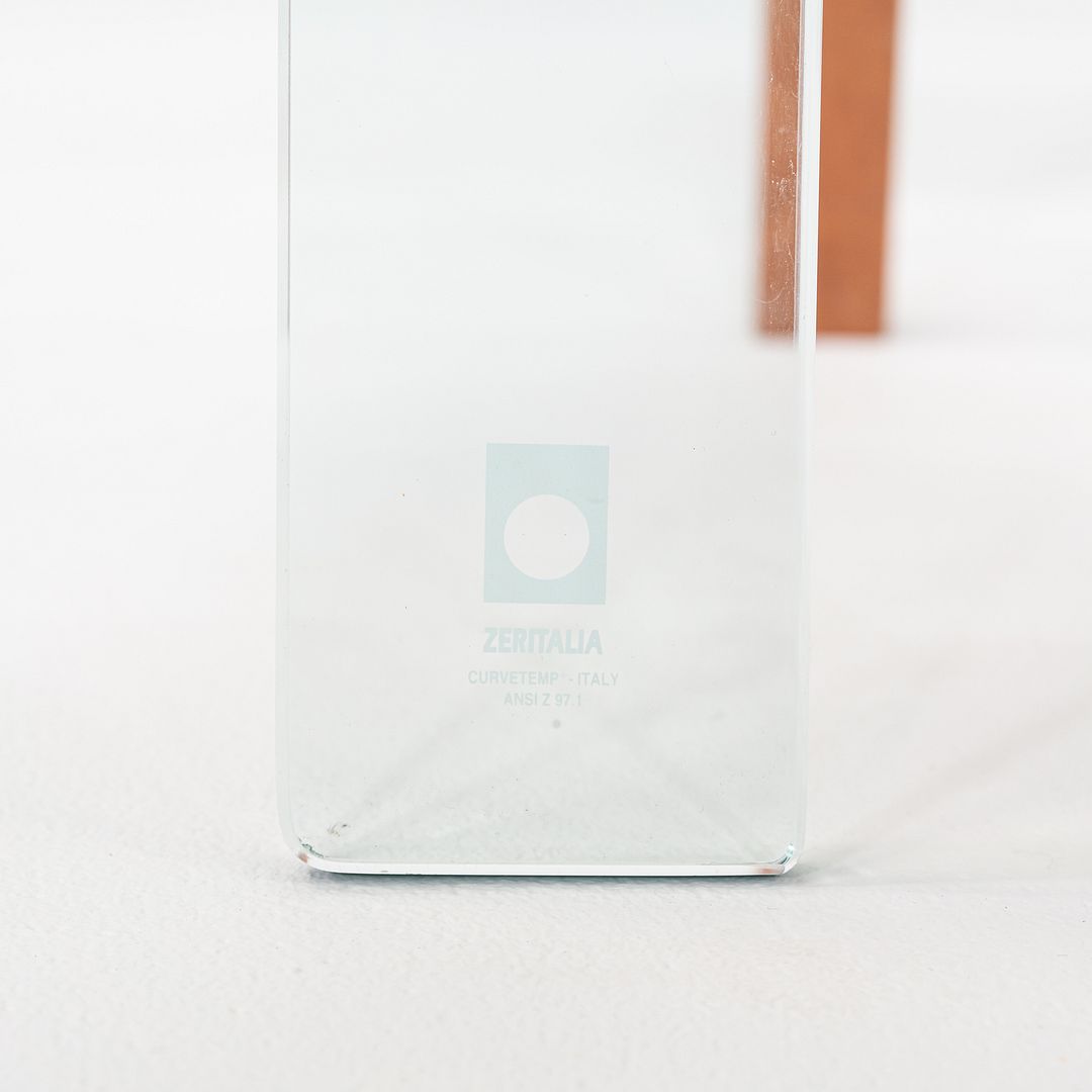 1980s Curvet for Zeritalia Italian Dining / Side Chair Wood Frame w/ Glass Seat