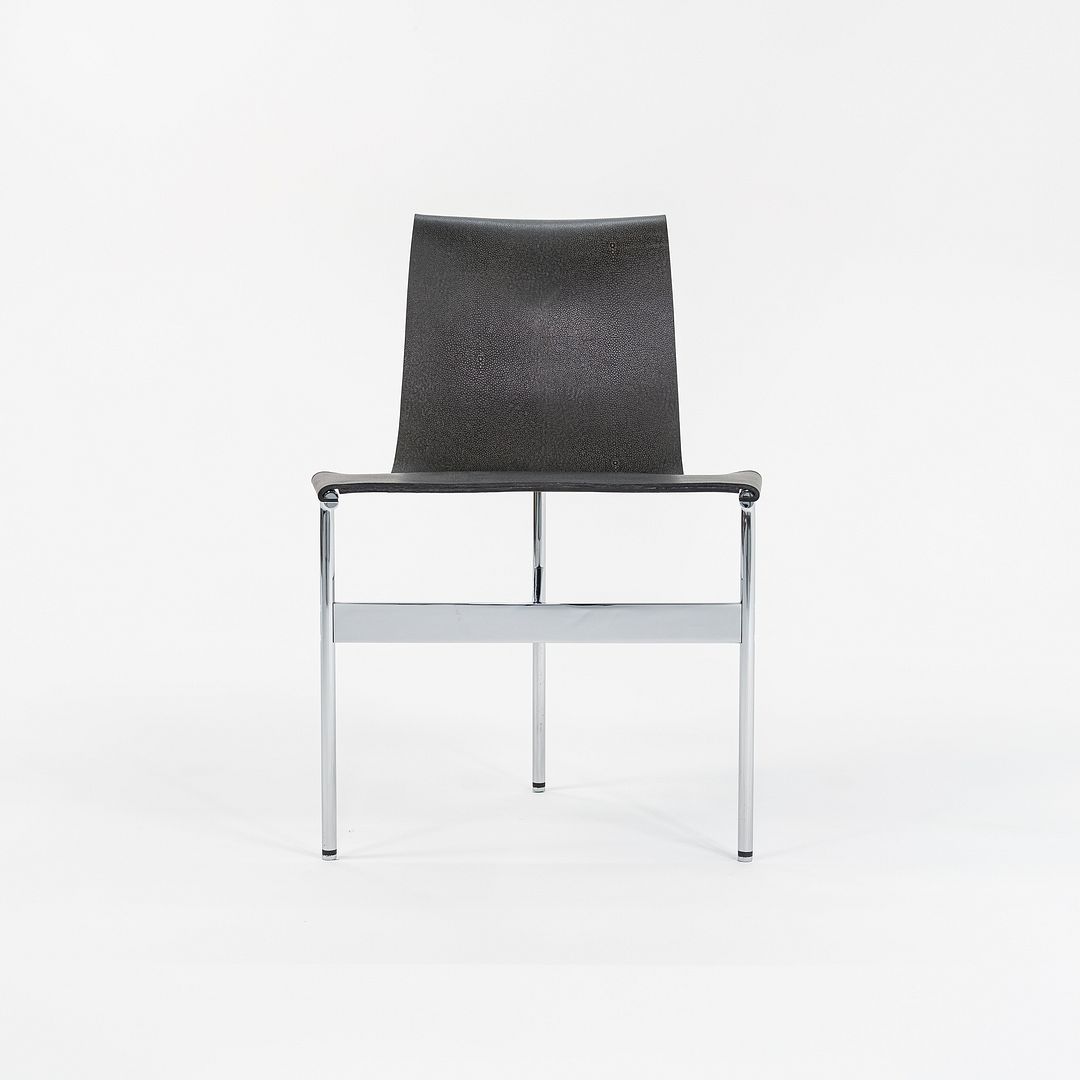 Set of Four Made to Order Gratz TG-10 Sling Dining Chairs Black Speckled Leather