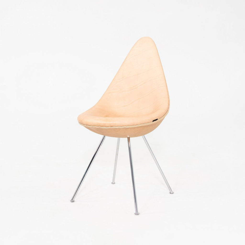 2024 Arne Jacobsen for Fritz Hansen Drop Dining Chair Rustic Leather Upholstery