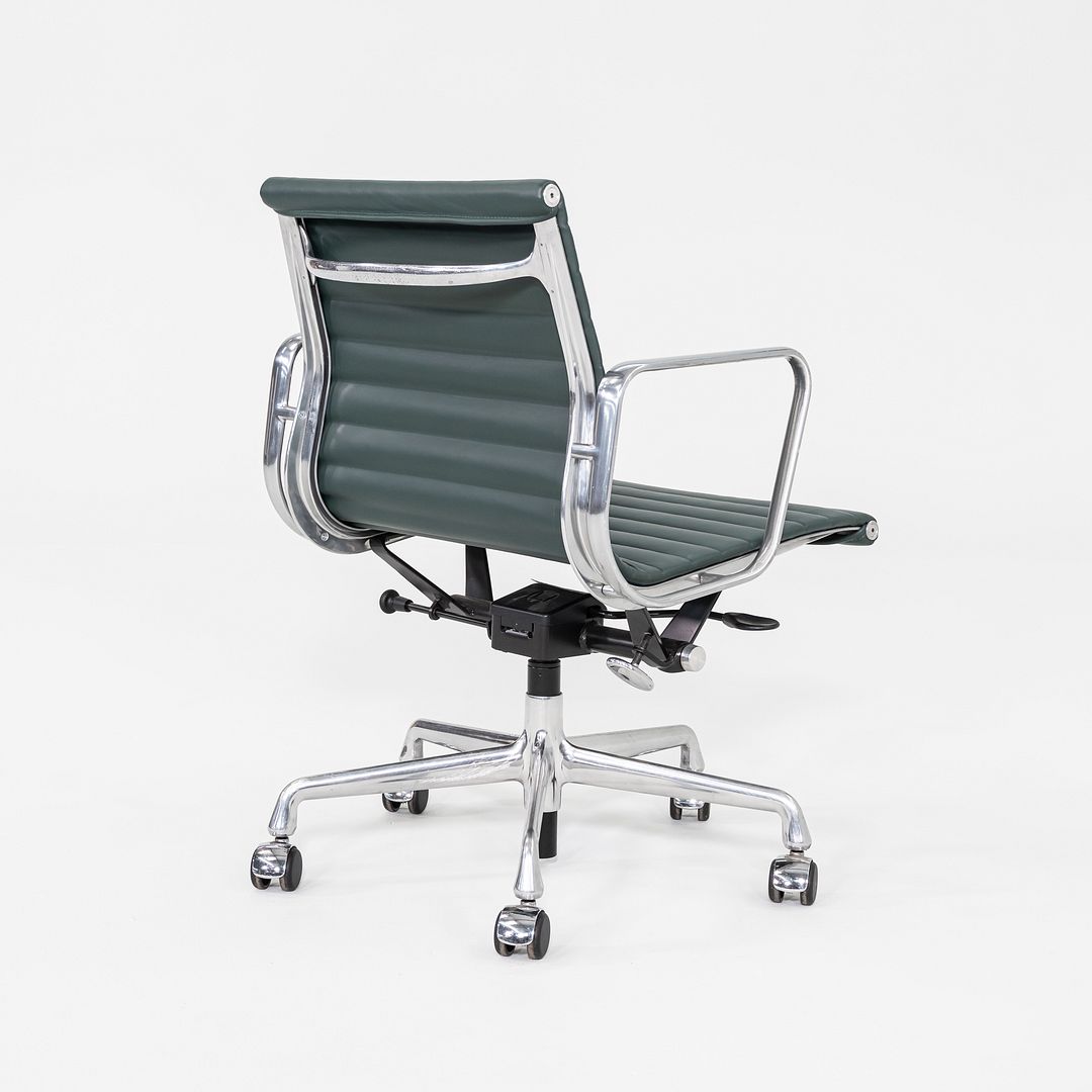 SOLD 2020s Herman Miller Eames Aluminum Group Management Desk Chair in Green Leather