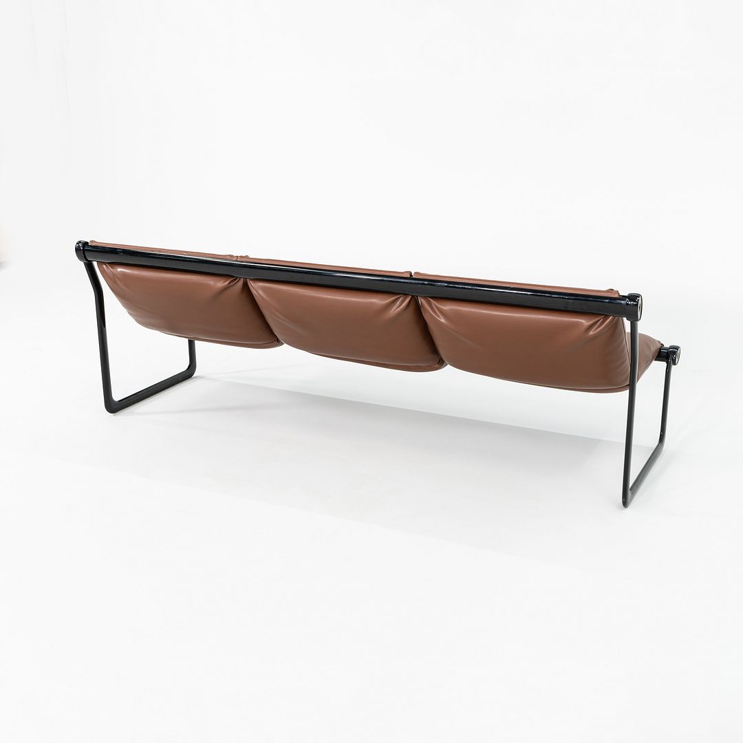 1970s Hannah Morrison for Knoll Armless Sofa Steel w/ Brown Leather Upholstery