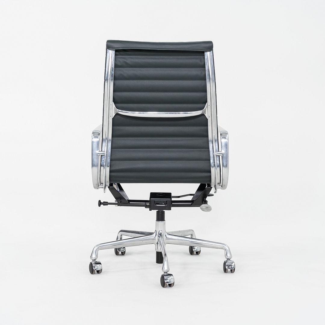 SOLD 2010s Herman Miller Eames Aluminum Group Executive Desk Chair Dark Green Leather