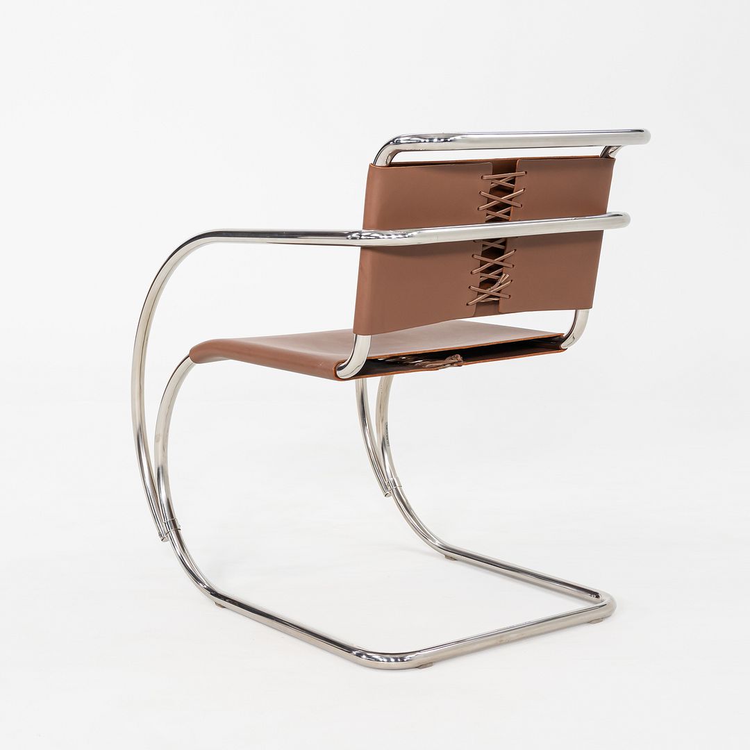 SOLD 2005 Pair of Mies van der Rohe for Knoll Leather & Chrome Steel MR20 Armchair