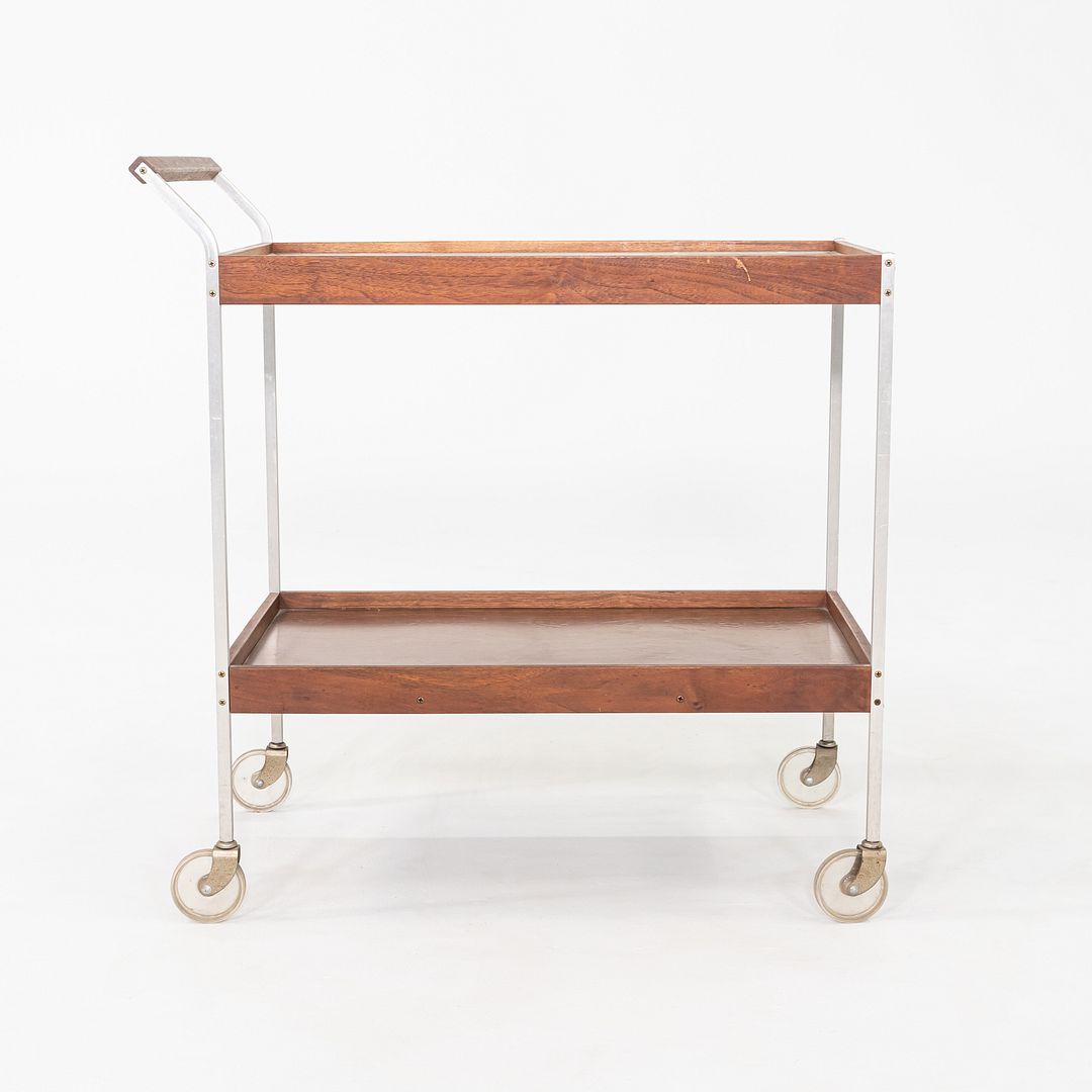 1960s Salton Hotable Two-Tier Heated Buffet Cart Aluminum & Walnut, Model H-358