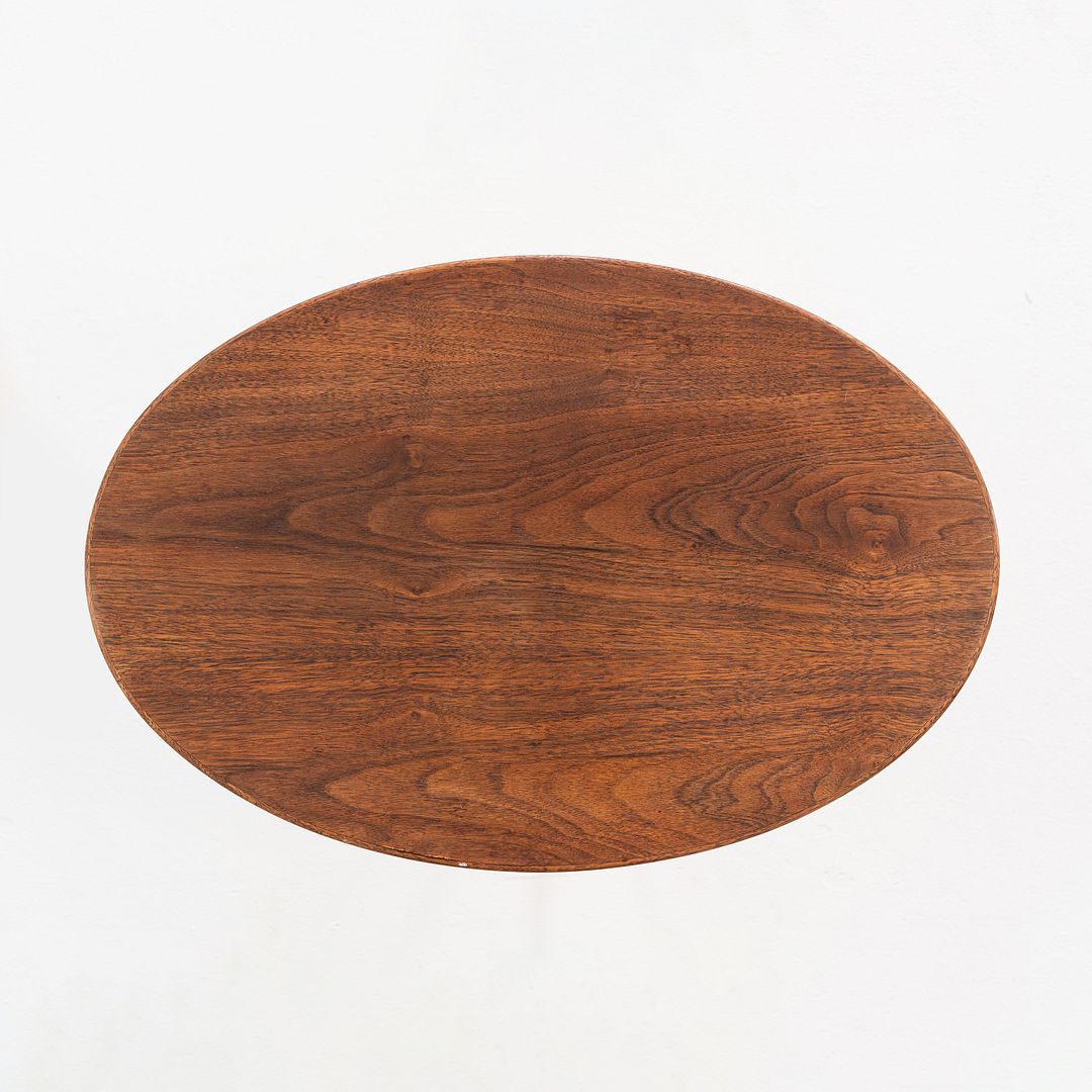 C. 1959 Eero Saarinen for Knoll Oval Tulip Pedestal Side Table w/ Walnut Top
