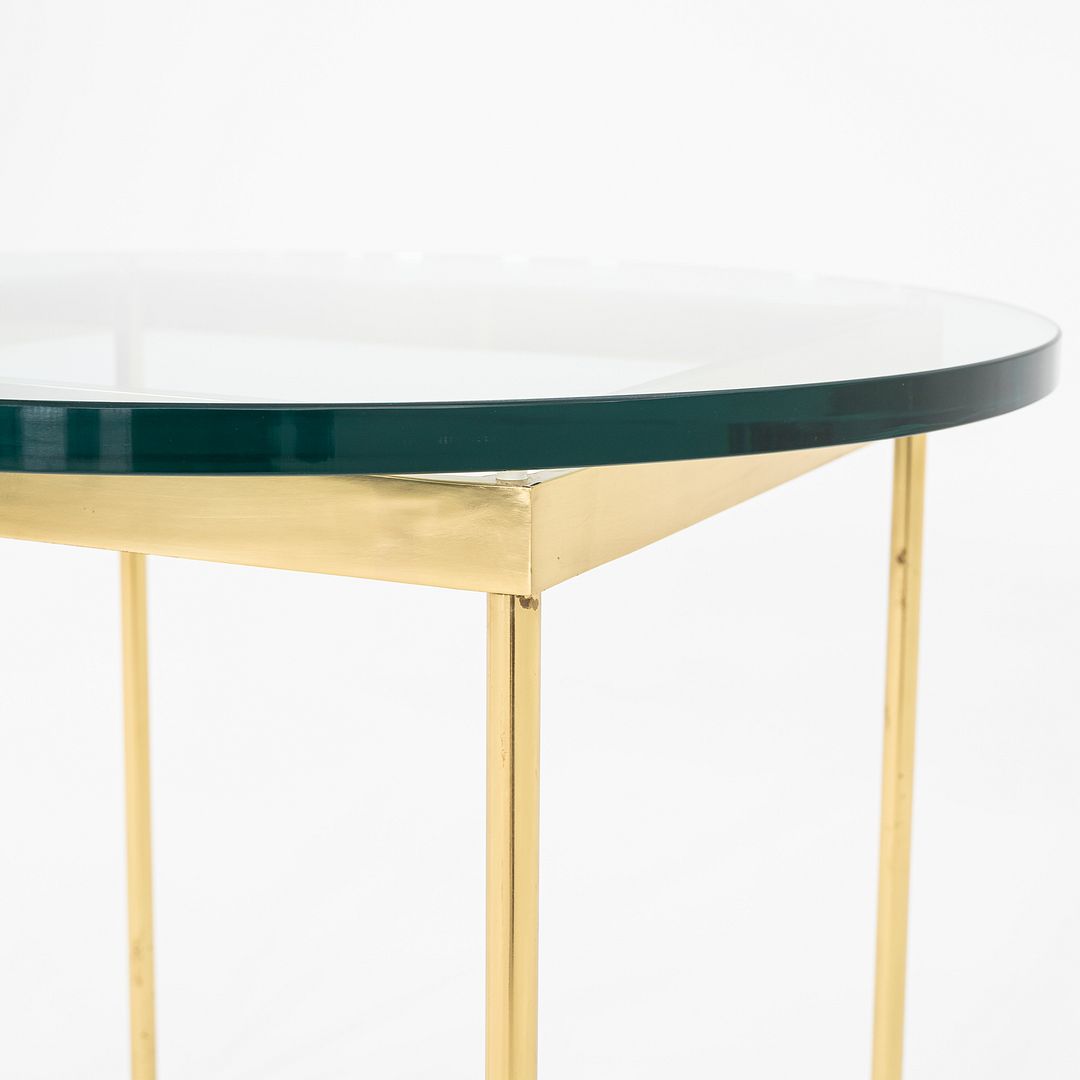 1970s Bronze and Glass Side Table Attributed to Ward Bennett 30 Inch Diameter