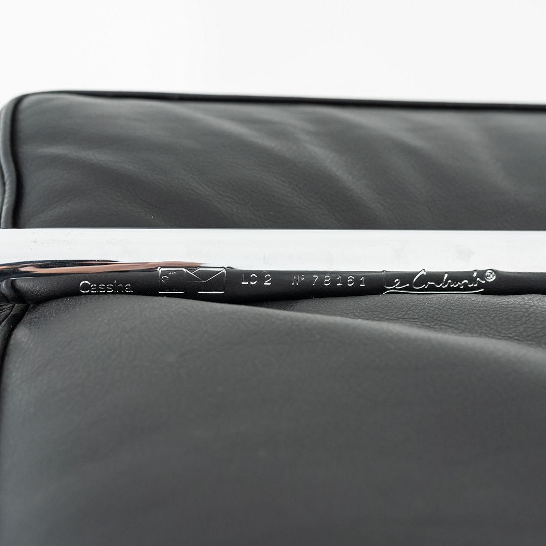 2000s Le Corbusier, Jeanneret and Perriand for Cassina LC2 3-Seat Sofa in Black Leather