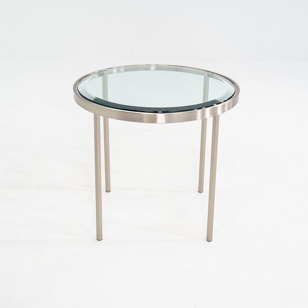 2000s Stainless Steel and Glass End Table Attributed to Geiger or Cumberland 27"