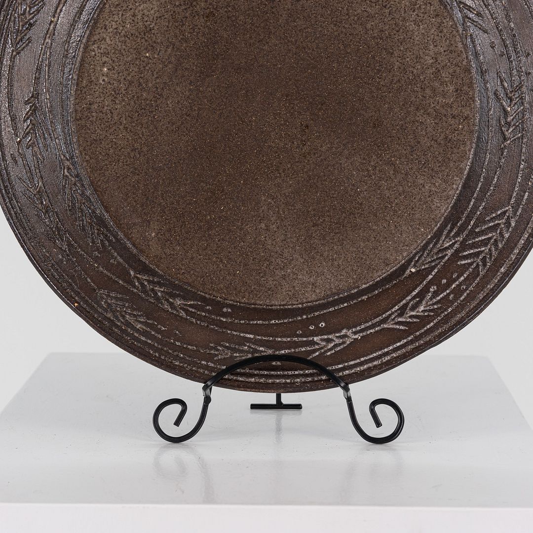 1950s Brown Salt-Glazed Stoneware Platter Nancy Wickham Boyd Studio Made in VT