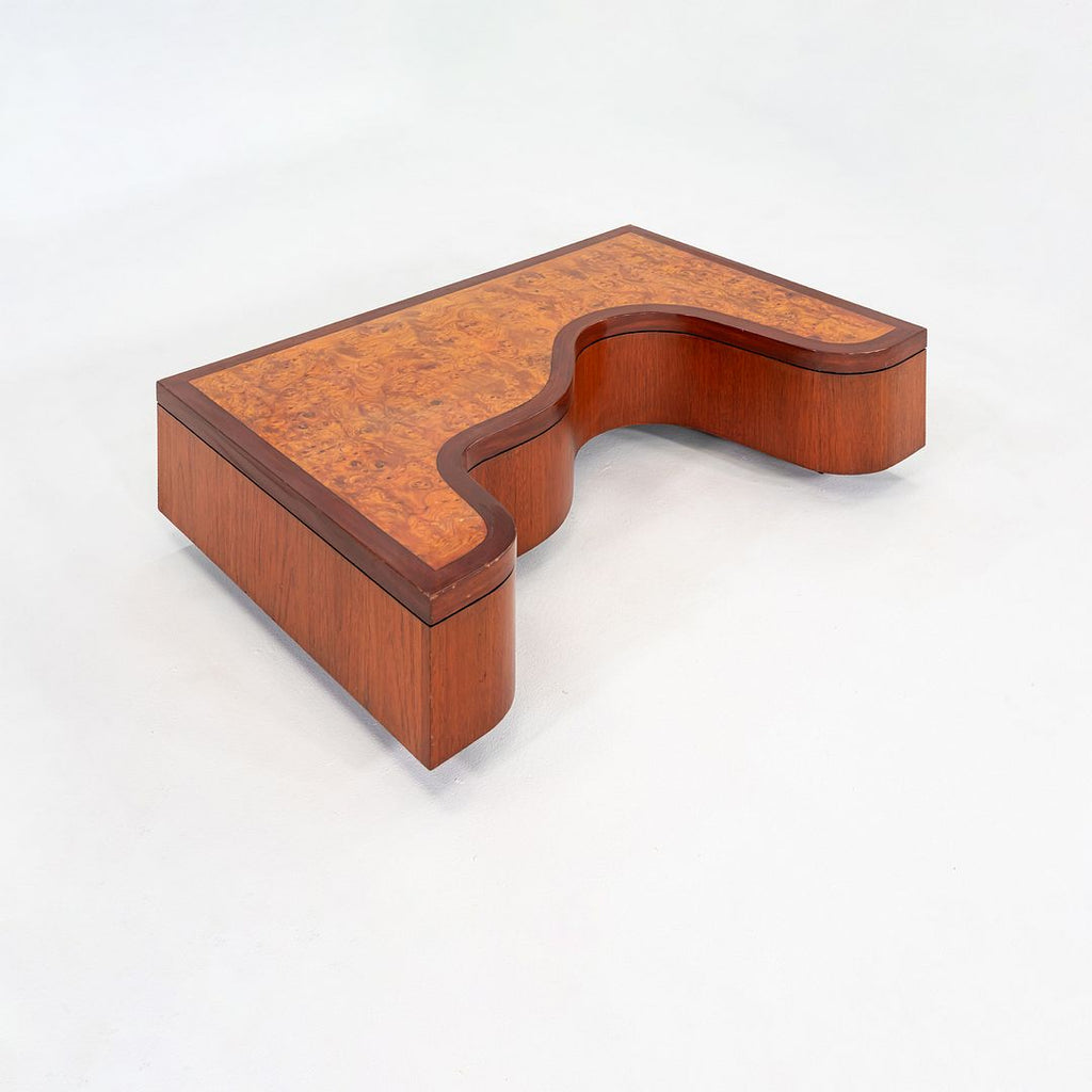 1970s Low Sculptural Coffee Table in Burl, Walnut, and Mahogany 32x48 Inches