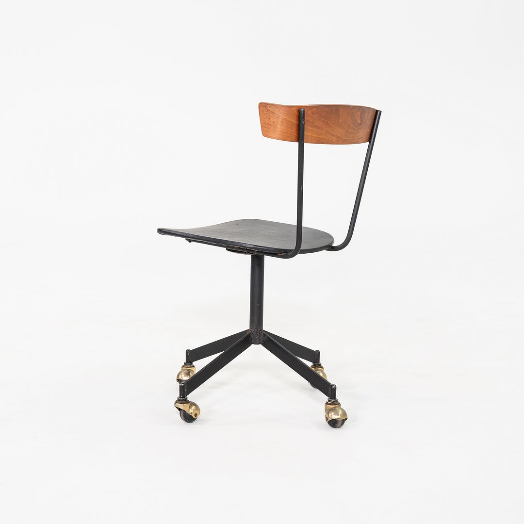1960s Clifford Pascoe Desk Chair in Walnut by Lewis Street Metal Corp in Vinyl